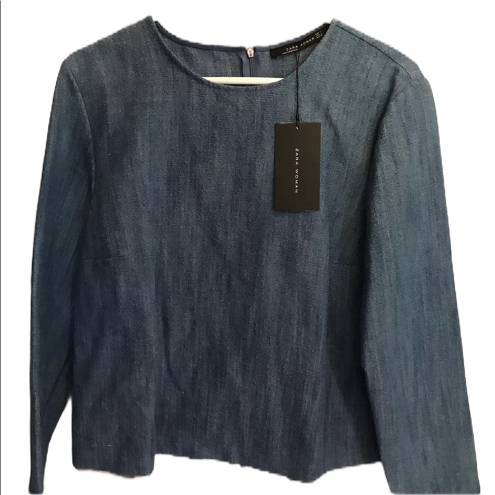 New Zara Women Denim Linen blouse xsmall or small